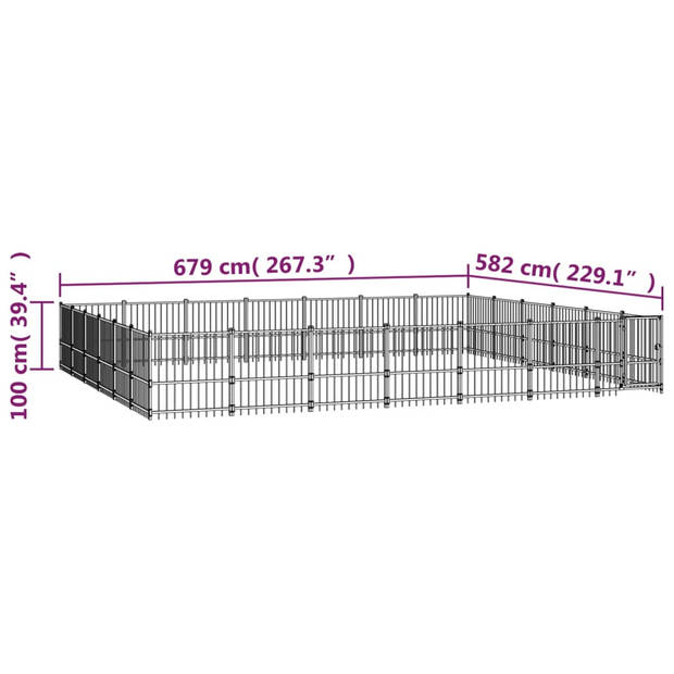 vidaXL Hondenkennel voor buiten 39,52 m² staal