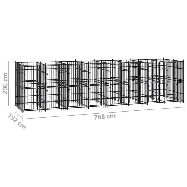 vidaXL Hondenkennel 14,75 m² staal