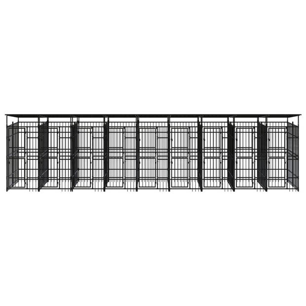 The Living Store Hondenkennel - Stalen stangen - 871 x 200 x 228 cm - zwart