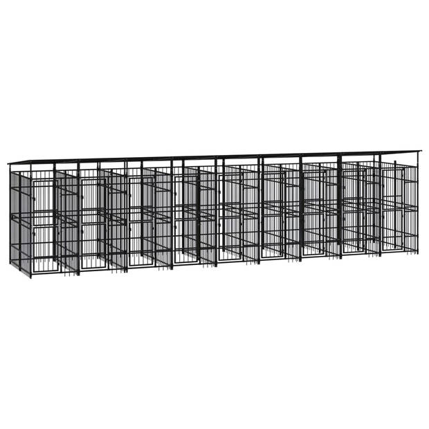 The Living Store Hondenkennel - Stalen stangen - 871 x 200 x 228 cm - zwart