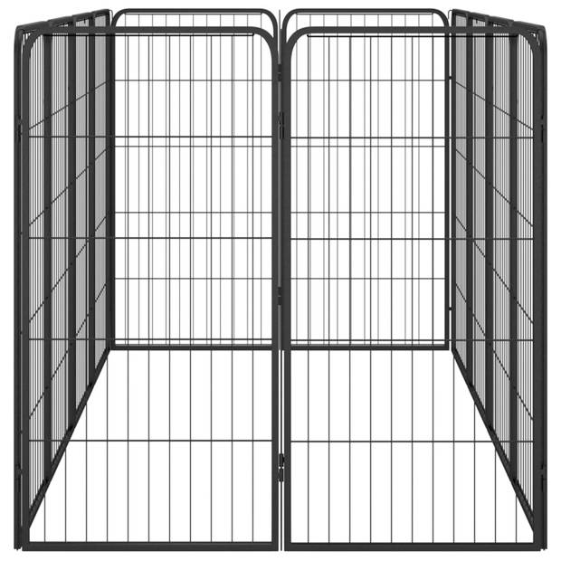 vidaXL Hondenkennel 12 panelen 50 x 100 cm gepoedercoat staal zwart