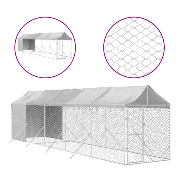 The Living Store Hondenkennel - Buiten - 2 x 10 x 2.5 m - Stevig gegalvaniseerd staal - Afsluitbare deur - Beschermend