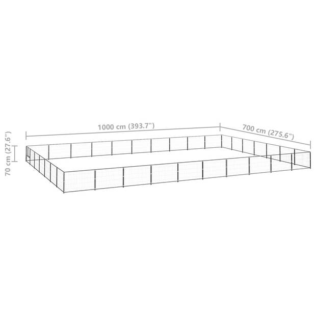 vidaXL Hondenkennel 70 m² staal zwart