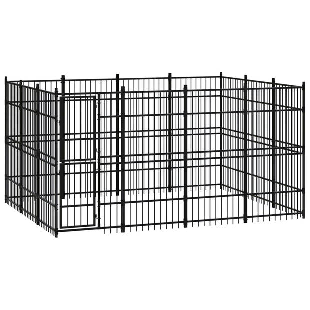 The Living Store Hondenkennel - Zwart - 384 x 288 x 200 cm - Stalen constructie