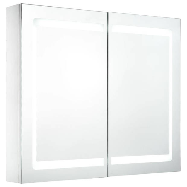 The Living Store LED-wandspiegelkast - 80 x 12.2 x 68 cm - wit en zilver - MDF met melamine-afwerking