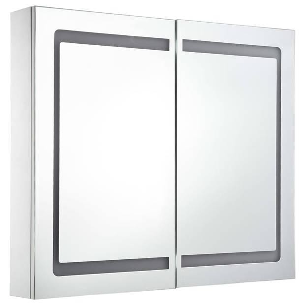 The Living Store LED-wandspiegelkast - 80 x 12.2 x 68 cm - wit en zilver - MDF met melamine-afwerking