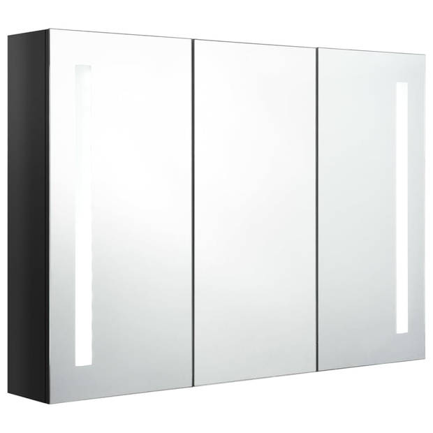 vidaXL Badkamerkast met spiegel en LED 89x14x62 cm glanzend zwart