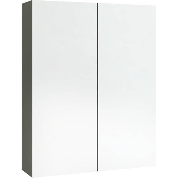 The Living Store Wandspiegelkast - Grijs - 60 x 15 x 75 cm - MDF met melamine-oppervlak en glas