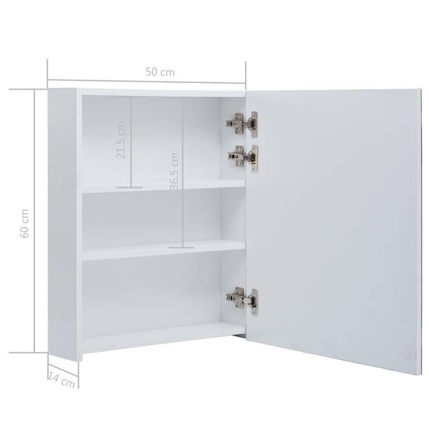 The Living Store LED-wandspiegelkast - 50 x 13.5 x 60 cm - wit/zilver - MDF met melamine-afwerking