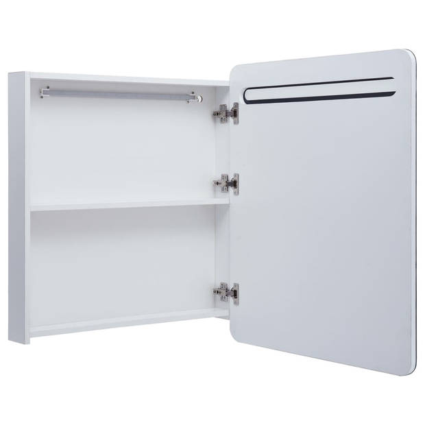 The Living Store LED-wandspiegelkast - 68 x 9 x 80 cm - MDF - wit/zilver