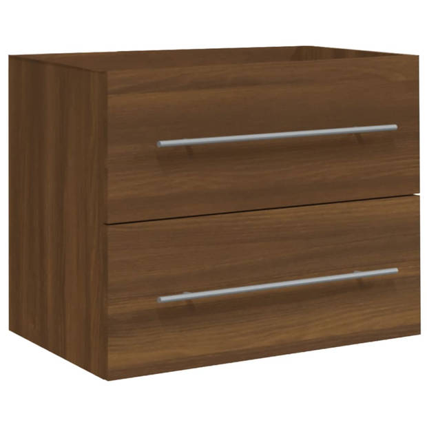 The Living Store Wastafelkast Classic Bruineiken - 60 x 38.5 x 48 cm - Inbouwwastafel 61 x 39.5 x 18.5 cm - Keramiek