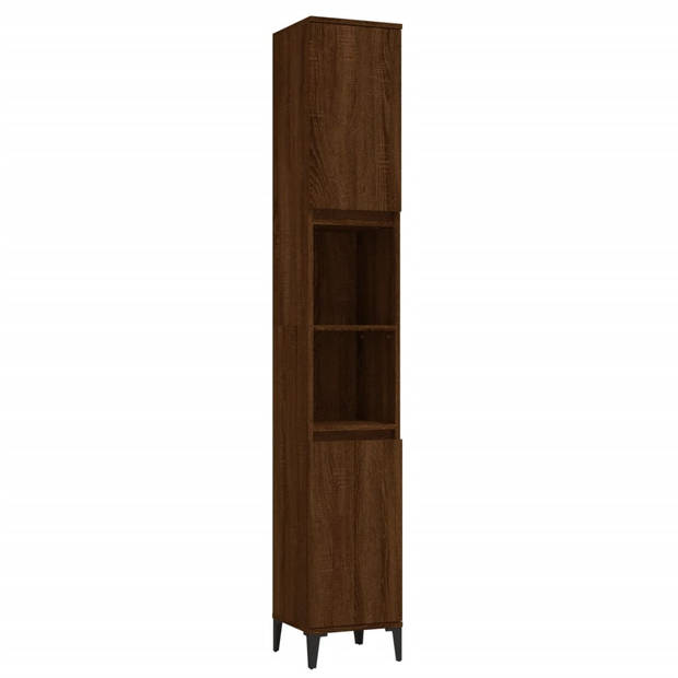 The Living Store Badmeubelset Bruineiken - Wastafelkast 58x33x60cm - Staande kasten 30x30x100cm - 30x30x190cm