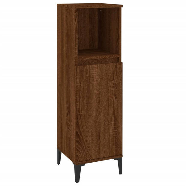 The Living Store Badmeubelset Bruineiken - Wastafelkast 58x33x60cm - Staande kasten 30x30x100cm - 30x30x190cm