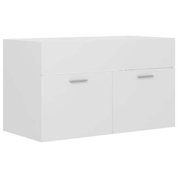 The Living Store Wastafelkast - Wit - Spaanplaat - 80x38.5x46 cm - Met inbouwwastafel - Wit keramiek - 81x39.5x18.5 cm