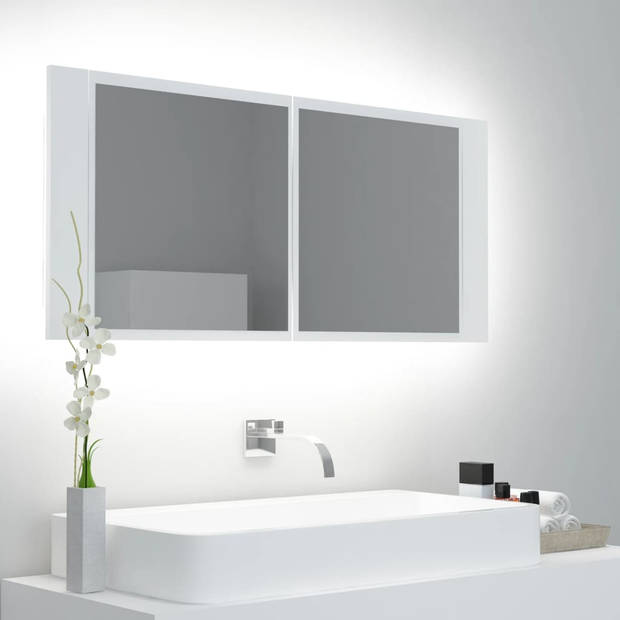 The Living Store Badkamerspiegelkast - 100 x 12 x 45 cm - RGB-licht en acrylspiegel