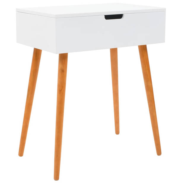 The Living Store Kaptafel - MDF en glazen spiegel - Met opbergruimte - Wit/bruin - 60 x 40 x 75 cm