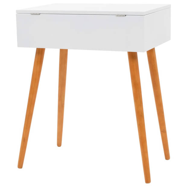 The Living Store Kaptafel - MDF en glazen spiegel - Met opbergruimte - Wit/bruin - 60 x 40 x 75 cm