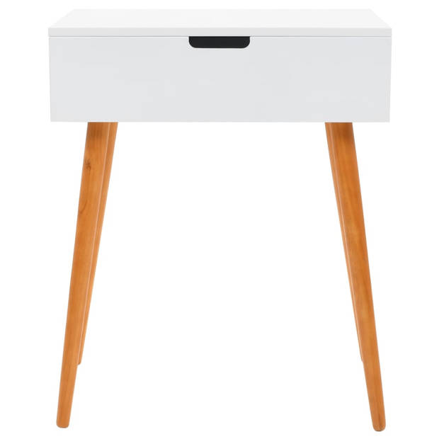 The Living Store Kaptafel - MDF en glazen spiegel - Met opbergruimte - Wit/bruin - 60 x 40 x 75 cm