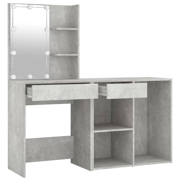 The Living Store Kaptafel LED Betongrijs 60x40x140cm - Met kast 80x40x75cm