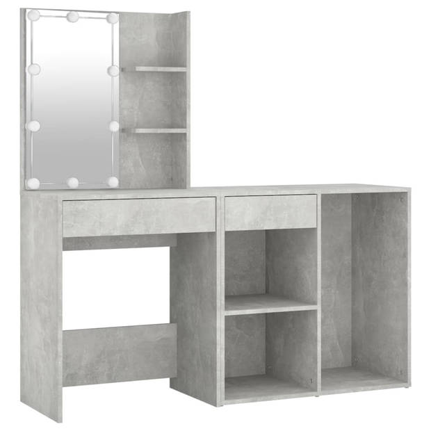 The Living Store Kaptafel LED Betongrijs 60x40x140cm - Met kast 80x40x75cm