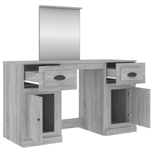 The Living Store Kaptafel - Sonoma Eiken - 130 x 50 x 132.5 cm - Spiegel - Opbergruimte