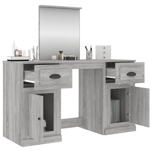 The Living Store Kaptafel - Sonoma Eiken - 130 x 50 x 132.5 cm - Spiegel - Opbergruimte