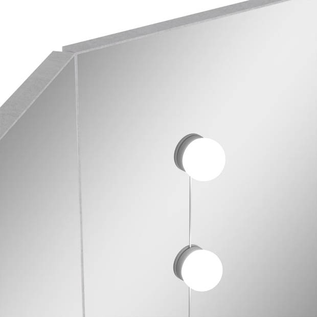 The Living Store Kaptafel Modern Betongrijs - 111 x 54 x 141.5 cm - Met spiegels en LED-verlichting