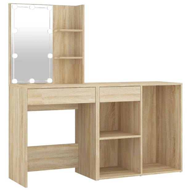 The Living Store LED Kaptafel Sonoma Eiken - 60x40x140 cm - Inclusief Kast