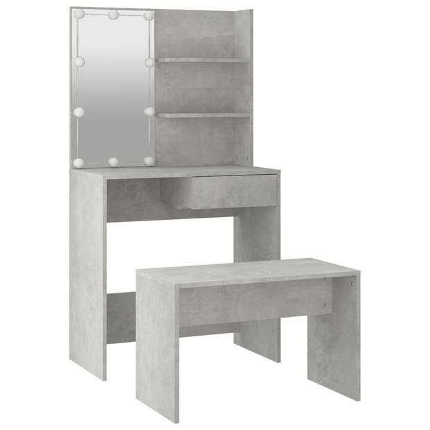 The Living Store Kaptafelset Classic - Betongrijs - H74.5xB40xH141 cm + Kruk (70x35x45 cm)