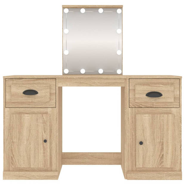 The Living Store Kaptafel - LED-verlichting met USB - Sonoma eiken - 130 x 50 x 132.5 cm