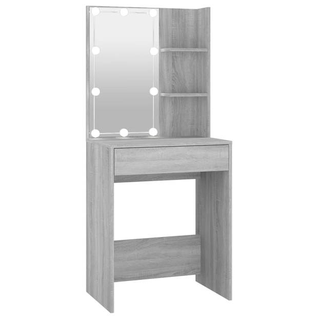 The Living Store Kaptafel Hollywood - Grijs Sonoma Eiken - 60x40x140 cm - LED Verlichting - Duurzaam Hout