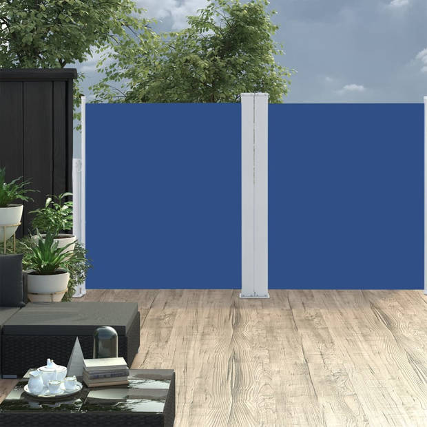 The Living Store Zijluifel Uittrekbaar 160 x (0 - 600) cm Blauw - Polyester met PU-coating