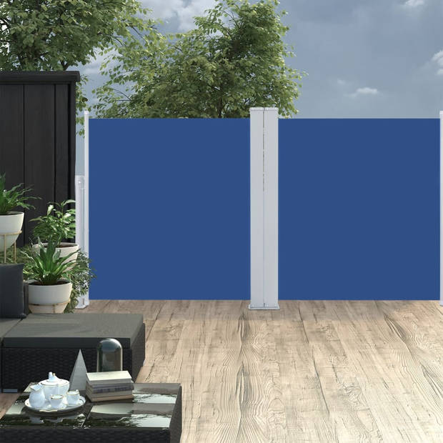 The Living Store Zijluifel Grote Blauw 100x(0-600) cm Uittrekbaar Automatische Terugrolfunctie