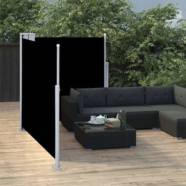 vidaXL Windscherm uittrekbaar 120x600 cm zwart