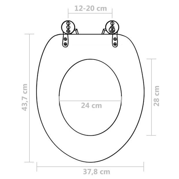 The Living Store Toiletbril Dolfijnen - 43.7 x 37.8 cm - MDF-deksel - Sterke chroom-zinklegering