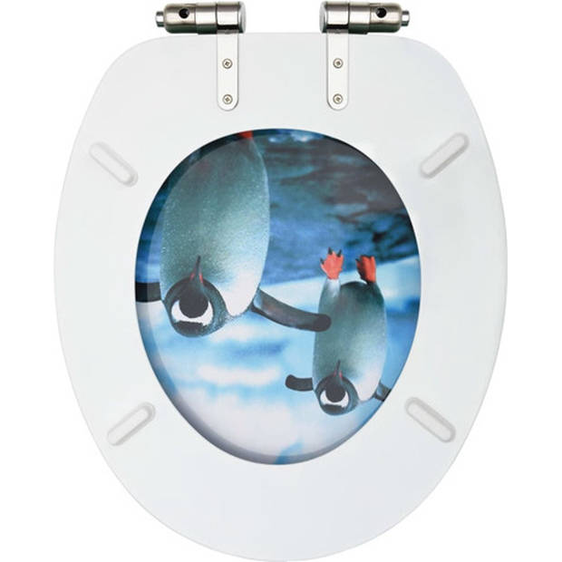 The Living Store Toiletbril - MDF - Chroom-zinklegering - 42.5 x 35.8 cm - Soft-close functie