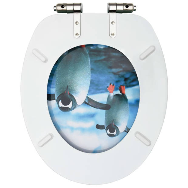 The Living Store Toiletbril - Pinguïn Ontwerp - MDF - Chroom-zinklegering - 42.5 x 35.8 cm - Verstelbare scharnieren -