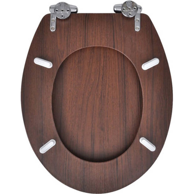 The Living Store Toiletbrillen - Bruin - 45 x 36 x 5 cm - MDF-deksel - Soft Close - 2 stuks