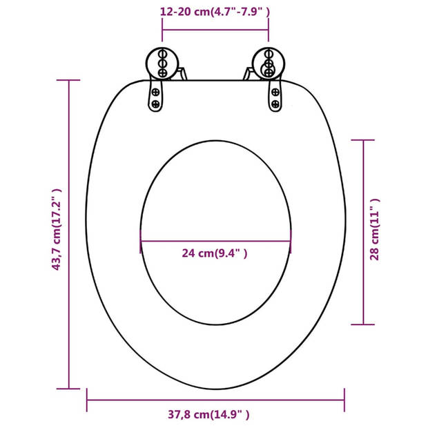 vidaXL Toiletbrillen met deksels 2 st oud hout MDF