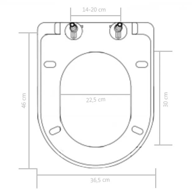 The Living Store Toiletbril - Zwart - 46 x 36.5 cm - Soft-Close