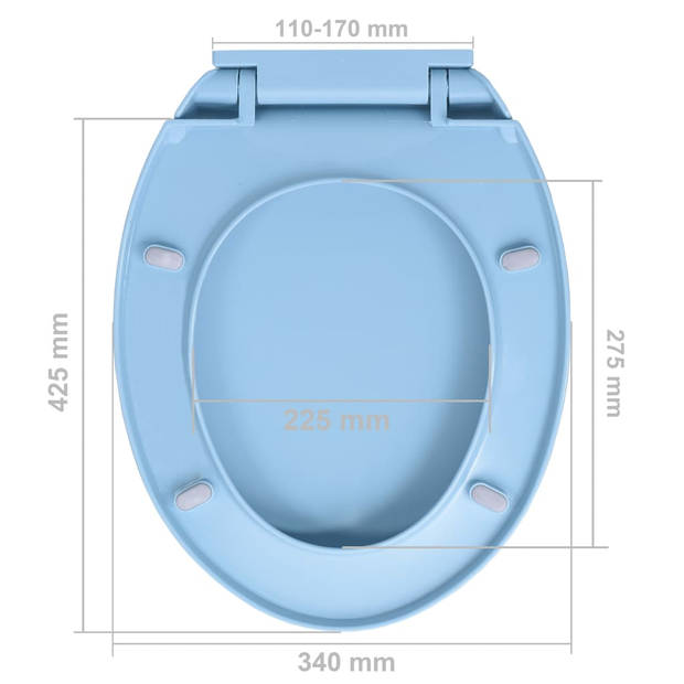 The Living Store Toiletbril Blauw Ovaal 46 x 34 cm - Soft-close Quick-release - Geschikt voor alle reguliere