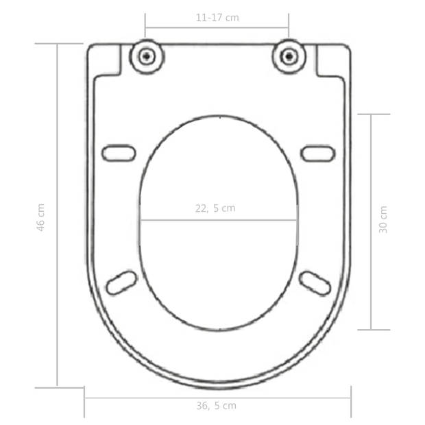 The Living Store toiletbril - Polypropyleen - 46 x 36.5 cm - Zwart - Soft-close - Quick-release