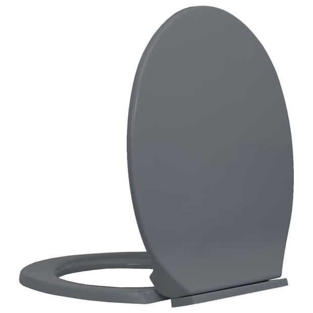 The Living Store Toiletbril - Grijs polypropyleen - 46 x 34 cm - Soft-close
