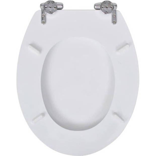The Living Store Toiletbril - MDF - Soft-close - Wit - 45 x 36 x 5 cm - Verstelbare scharnieren - Set van 2