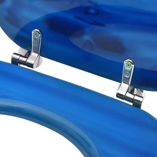 The Living Store Toiletbril - MDF - Chroom-zinklegering - 42.5 x 35.8 cm - Blauw waterdruppel-ontwerp