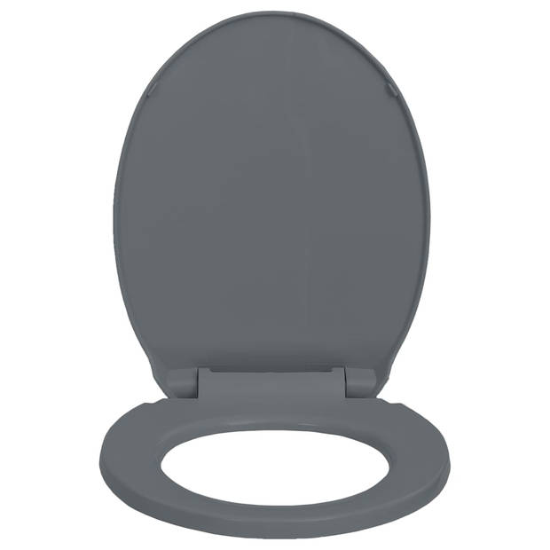 The Living Store Toiletbril - Ovaal - Grijs - 46 x 34 cm - Soft-close - Quick-release