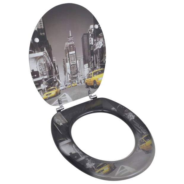 The Living Store Toiletbril New York - MDF - M - 43.7x37.8cm - Chroom scharnieren