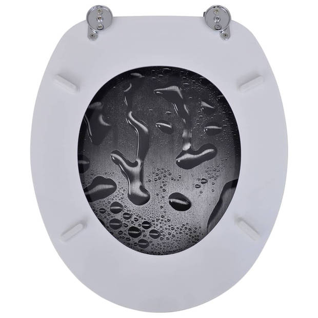 The Living Store Toiletbril - Design- Waterdruppels - Afmetingen- 43.7 x 37.8 cm - Gemaakt van MDF