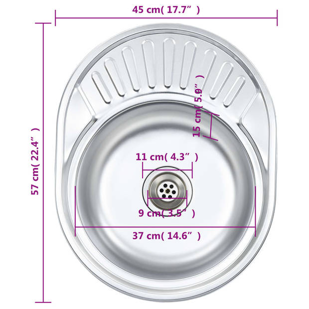 The Living Store spoelbak 570 x 450 x 160 mm - roestvrij staal - hittebestendig