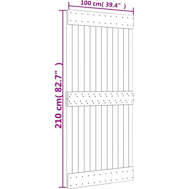 The Living Store Schuifdeur Massief Grenenhout - 100 x 3.6 x 210 cm - Ruimtebesparend